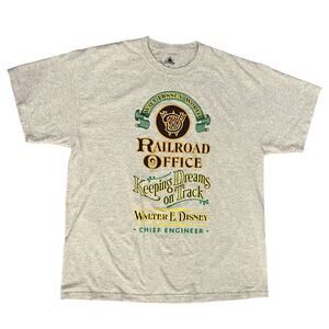 Disney World Railroad Office Chief Engineer Graphic T-Shirt Gray Mens XL